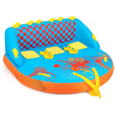 3 Person Towable Tube for Boating - Inflatable Water Sports Tube with Backrest, EVA Handles and 661 lb Capacity