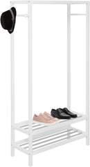 Legacy Decor 2 Tier Shelves Shoe Garment Coat Rack Hanger 65H X 31.5W X 13"D Wooden White Finish