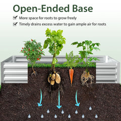 Topbuy 6FT x 3FT x 3FT Galvanized Raised Garden Bed with Greenhouse Bottomless Flower Bed with Clear Cover Outdoor Planter Box Kit