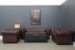 Chesterfield 3 Seater Sofa Antique Brown Leather