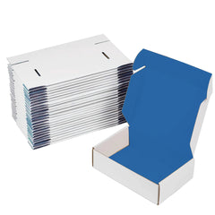 Ucanpack Deluxe Mailer Box Corrugated Moving Boxes 3mm Thick Medium White (Blue Inside), 10 x 4 x 4" - 50 Pcs