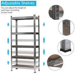 Zimtown 5 Tier Heavy Duty Steel Shelving Unit, 11.8"W x 29.5"D x 59"H Garage Storage Rack Silver
