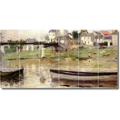 Ceramic Tile Mural-Berthe Morisot Waterfront Painting 102. 25.5" w x 12.75" h using (18) 4.25 x 4.25 ceramic tiles