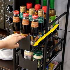 Miumaeov Kitchen Storage Rack Utility Microwave Oven Stand Storage Shelf + Push-Pull Drawer Black 27.9" L x 13.7" W x 45.2" H