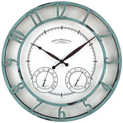 FirsTime & Co. Teal Laguna Outdoor Wall Clock, Farmhouse, Analog, 18 x 2 x 18 in
