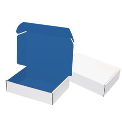 Ucanpack Deluxe Mailer Box Corrugated Moving Boxes 3mm Thick Medium White (Blue Inside), 10 x 4 x 4" - 50 Pcs