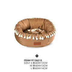Round Dog Bed Canvas Pet Bed