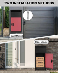 FICISOG Outside Package Delivery Boxes, Extra Large Locking Parcel Drop Box, 17" x 11" x 34" Package Safe Box with Keys