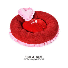 Valentine Dog Bed Red Fluffy Round Dog Bed