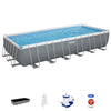 Bestway: Power Steel - Rectangular Swimming Pool Set - 24' x 12' x 52", Above Ground, Tritech Construction, Filter Pump, Ladder & Cover, 7937 Gal.