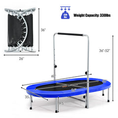 Goplus Adjustable Handrail Foldable Trampoline, Blue, 59.50" x 35.50" x 52.00"