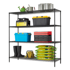 Hyper Tough Steel 4-Tier Storage Shelf Unit 72"H x 72"W x 24"D, 4000lb Total Capacity, Black
