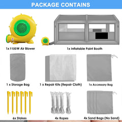 xhyhwyd Inflatable Paint Booth 20 x 13.5 x 9.7ft Portable Inflatable Spray Booth Tent with 1100W Blower for DIY Spray Car Parts Painting