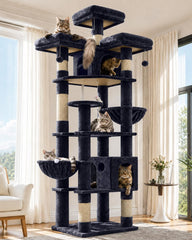 Globlazer Cat Tree Tower for Multiple Adult Cats, 82in, F82, Dark Grey