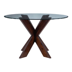Linon Adler X Base Dining Table With Glass Espresso