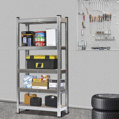 Zimtown 5 Tier Heavy Duty Steel Shelving Unit, 11.8"W x 29.5"D x 59"H Garage Storage Rack Silver