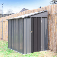VEIKOUS Outdoor 8' x 4' Storage Lean-to Shed 8' x 4' w/Lockable Sliding Door and Vents for Backyard, Patio & Lawn, Grey