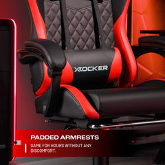 X Rocker Apex PC Gaming Chair with Massage Function and Footrest, Red