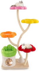 Tangkula Cat Tree Tower, 65 Inch Tall Cat Tower with Sisal Scratching Posts, Flower-Shaped Platforms, Padded Cat Condo, Modern Cat Tree for Indoor Cats Large Adult (Colorful)
